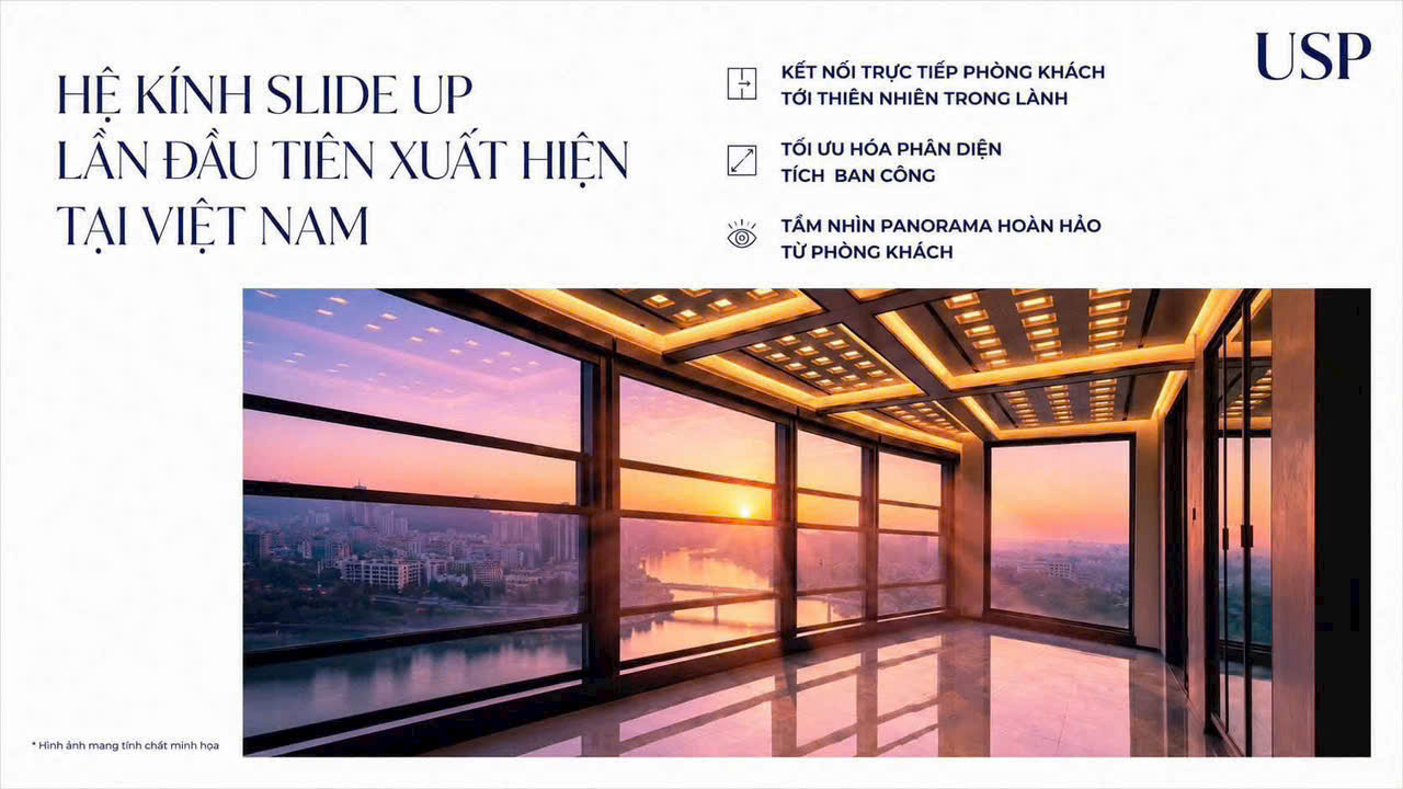 D: Diamant Bleu tiên phong ứng dụng hệ của kính Slide-up